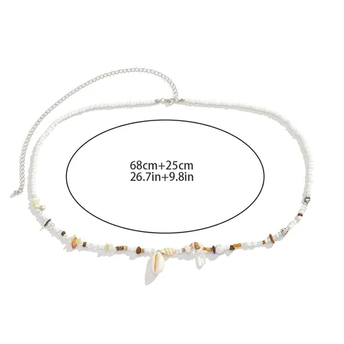 Vista 3 de Boho Shell colgante cintura cadena joyería bikini semillas colorido vientre cuerpo cadena verano playa cuentas cintura cuerpo joyería para mujer