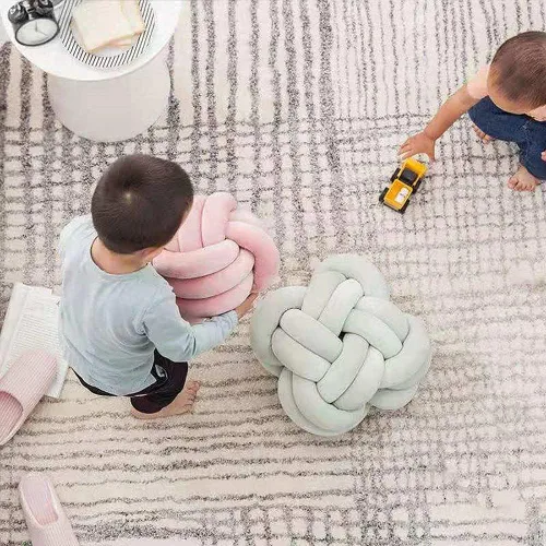 Vista 7 de Almohada de nudo de bola redonda, cojines de almohada de felpa para decoración de habitación de niños, juguete calmante para aliviar el estrés Rosa