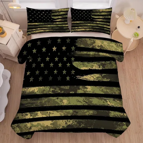Vista 46 de kxry Juego de edredón de 250 años de Estados Unidos, tamaño individual, ropa de cama vintage de estatua de la libertad y bandera estadounidense