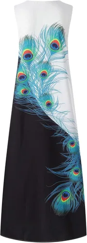 Vista 5 de Vestido largo para mujer de verano, casual, holgado, elegante, sin mangas, con abertura, para playa