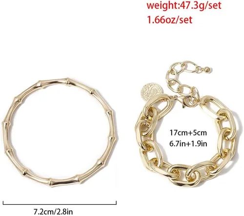 Vista 7 de Joya - Pulsera de clip de papel dorado ajustable con capas apiladas para mujer y niña