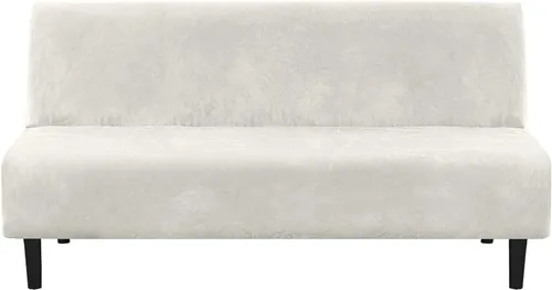 Vista 13 de IMYOGI Fundas de terciopelo para sofá sin brazos, fundas elásticas para sofá cama, fundas súper suaves, protector de muebles antideslizante con Negro