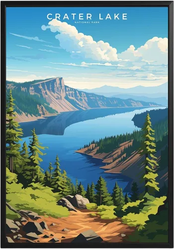 Vista 48 de Póster del Parque Nacional Acadia, arte abstracto de la pared, arte de pared de paisaje natural retro, impresiones artísticas de pared para oficina