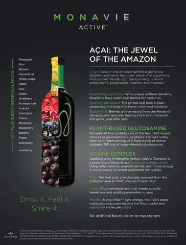 Vista 4 de MonaVie Active Açaí - Mezcla de frutas sabor a bayas, botellas de 25.3 onzas líquidas, paquete de 4