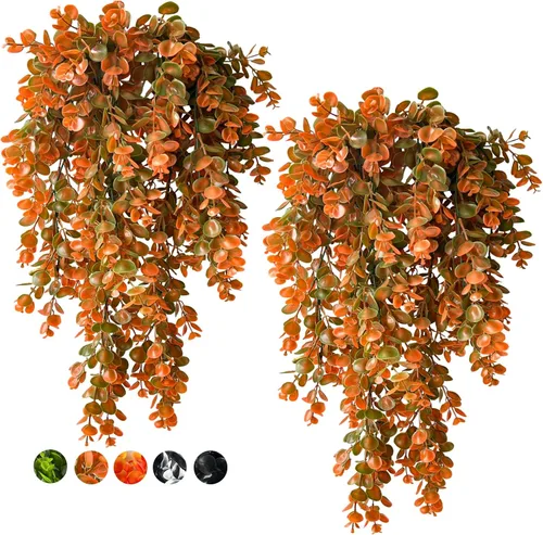 Vista 8 de Planta de vid falsas, 4 piezas, plantas artificiales grandes, plantas colgantes artificiales para pared, hiedra falsa, decoración de habitación