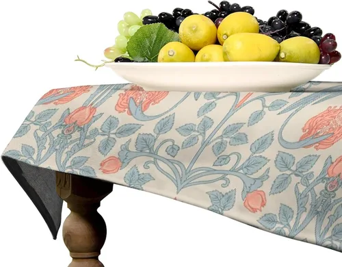 Vista 92 de Mantel Floral Retro de Pájaros, Diseño Original Bohemio William Morris Estampado Cubierta de Mesa para Hogar Picnic Fiesta Comedor Cocina William