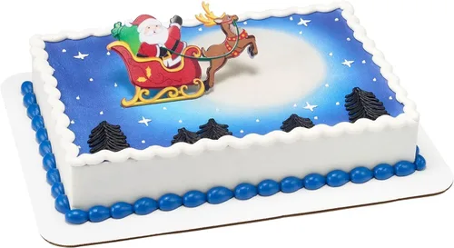 Vista 7 de DecoPac Decoración de pastel de Papá Noel en trineo, adorno para pastel de Navidad, Layon festivo con Papá Noel y renos, paquete de 24