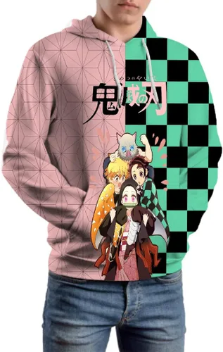 Vista 4 de Tinwyde Sudaderas con capucha de anime para hombremujer, con estampado 3D, unisex, novedad, manga larga, sin botones, talla XL