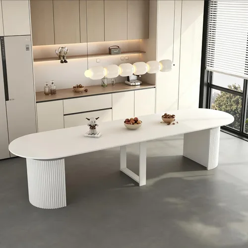 Vista 12 de SSLine Mesa de comedor extensible ovalada para 4 a 10 personas, mesa de cocina expandible de 63 a 94 pulgadas de largo con base de almacenamiento