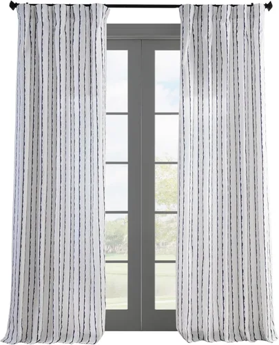 Vista 12 de HPD Half Price Drapes Cortinas abstractas con estampado a rayas de 108 pulgadas de largo, cortinas de algodón de lujo (1 panel), cortinas