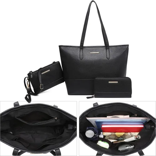 Vista 4 de Vansarto Bolsos y monederos para mujer, bolsa grande con asa superior, bolsa de hombro, 3 piezas