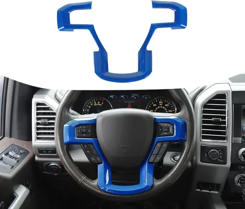 Vista 6 de Voodonala Cubierta de marco decorativo para volante negro con textura de grano para Ford F150 F250 F350 Super Duty 2015 2016 2017 2018 2019 2020