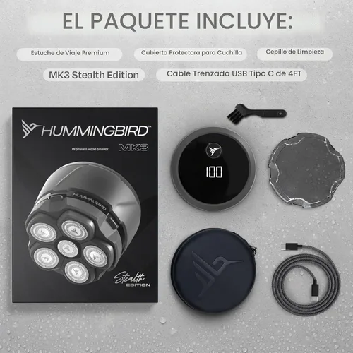 Vista 6 de HUMMINGBIRD MK3 Stealth Edition - Maquinilla de afeitar eléctrica sin nick para hombres, inalámbrica USB C recargable, afeitado impermeable