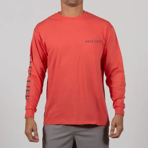 Vista 3 de Salt Life Camiseta de manga larga con cuello redondo de langosta para hombre