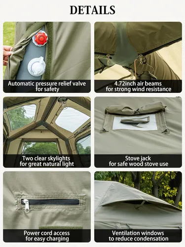 Vista 5 de MC TOMOUNT Inflatable Tents for Camping, 6/8/10 Person Large Family Blow Up Camping Tent with Hand Pump, Easy Setup Air Glamping Tent for Outdoor
