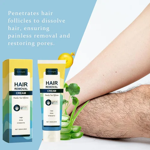Vista 4 de Crema depilatoria sin dolor, removedor de vello púbico privado para mujeres y hombres, cremas depilatorias para el cuerpo, piernas, brazos, axilas