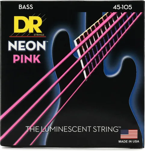 Vista 17 de DR Strings NEON - Cuerdas para bajo eléctrico, 0.045-.105, medianas, color rojo