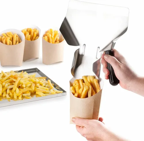 Vista 3 de Lacor - 62678 - Batidor de Patatas, Pala de Cocina Profesional, Utensilios de Cocina, Acero Inoxidable, Mango Ergonómico y Antideslizante Apta