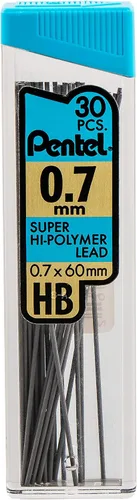 Vista 2 de Minas de recambio Pentel Super Hi Polymer, 2 pulgadas, 90 piezas (C25BPHB3-K6), Gris