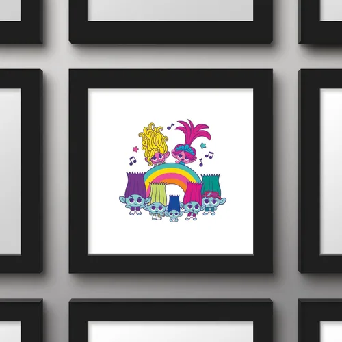 Vista 2 de Trends International Gallery Pops Trolls Band Together - Póster de pared con diseño de arcoíris de Tiny Trolls de 12.00 x 12.00 pulgadas, versión