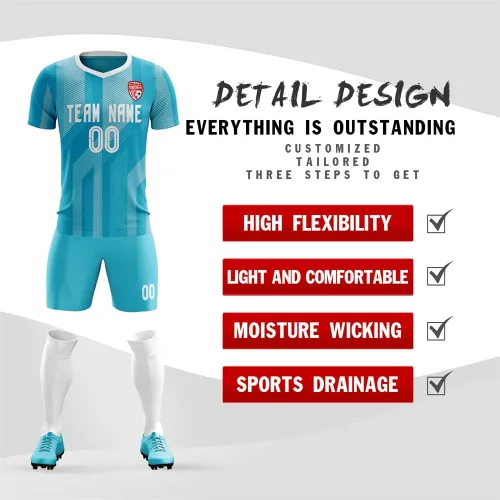 Vista 2 de Uniforme de camiseta de fútbol personalizado para hombres, mujeres, niños, camisa y pantalones cortos personalizados con número de nombre