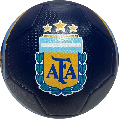 Vista 2 de Icon Sports Balón de fútbol de la selección nacional de Argentina oficialmente tamaño 5 - Messi 10 azul marino con amarillo