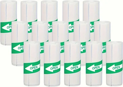 Vista 2 de Thermal Sticker Paper Roll, Thermal Printer Paper White Self-Adhesive 5-50 PCS(50PCS White Sticky)