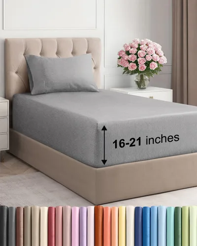 Vista 29 de Juego de sábanas tamaño Queen con bolsillos extra profundos, sábanas transpirables y refrescantes de 4 piezas, ropa de cama de lujo para hotel