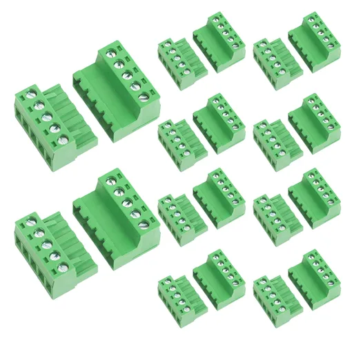 Vista 7 de 10 pares de conectores de bloque de terminales de tornillo enchufables de 2 pines de 5,08 mm de paso con enchufe Phoenix para cable de 28-12AWG