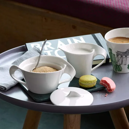 Vista 3 de Villeroy & Boch New Wave - Azúcar cubierto, 8.75 onzas, porcelana premium, blanco