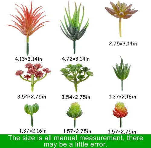 Vista 3 de CCINEE 18 plantas suculentas artificiales, mini surtido verde flocado falso Echeveria realista agave floral de loto sintético para paisaje, jardín