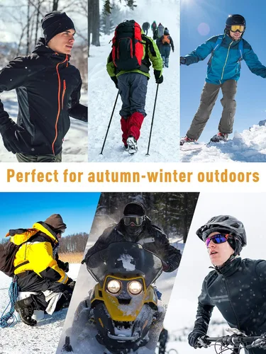 Vista 7 de Blulu Máscara de esquí para hombres de punto máscara facial completa de invierno pasamontañas de 1 agujero sombrero de esquí para clima frío hombres