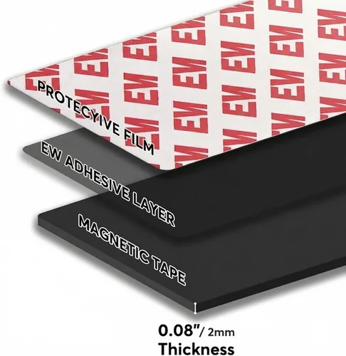 Vista 4 de Tiras Magnéticas Flexibles (2.54x7.62 cm / 75x25x2 mm) con Adhesivo 3M en la Parte Posterior – Fuertes Imanes de Nevera para DIY, Manualidades