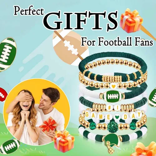 Vista 7 de Día del Juego #1 Pulsera de fútbol con cuentas elástica de cuentas para fútbol, papás, mamás, entrenadores, regalos para fanáticos