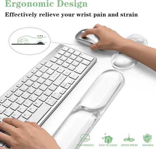 Vista 2 de Juego de reposamuñecas de gel para teclado y mouse pad Set Gel Blanco Transparente - 2