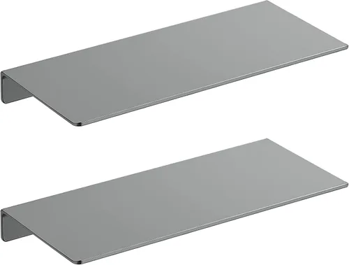 Vista 13 de Danpoo Pequeño estante flotante para almacenamiento en la pared, mini estante de exhibición para coleccionables, estante de pared de metal para Negro