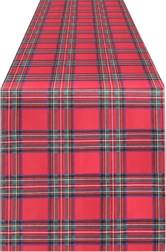 Vista 11 de Camino de mesa a cuadros de Navidad de búfalo, camino de mesa rectangular de cuadros de Navidad para decoración de mesa de cena de fiesta de Navidad
