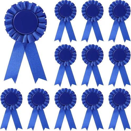 Vista 15 de Cinta de premio en blanco de 12 piezas, premio de premio de 1er lugar, medalla de roseta, cinta de participación de reconocimiento de victoria