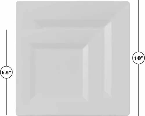 Vista 3 de BloominGoods 100 platos cuadrados desechables de plástico blanco, paquete de 100 platos cuadrados de plástico de 6.5 y 10 pulgadas de alta calidad
