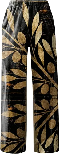 Vista 4 de Pantalones casuales cómodos y holgados de pierna ancha para mujer pantalones deportivos de cintura alta pantalones deportivos con bolsillos