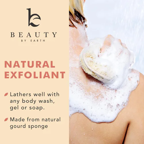 Vista 4 de Esponja exfoliante corporal de lufa - Paquete de 2 esponjas naturales de lufa