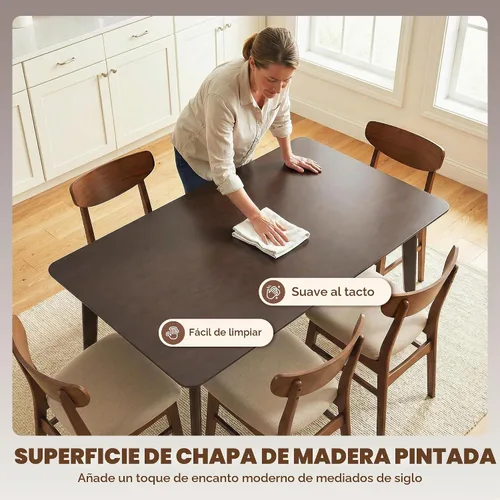 Vista 6 de HOMCOM Mesa de comedor moderna de mediados de siglo de 47 pulgadas para 4