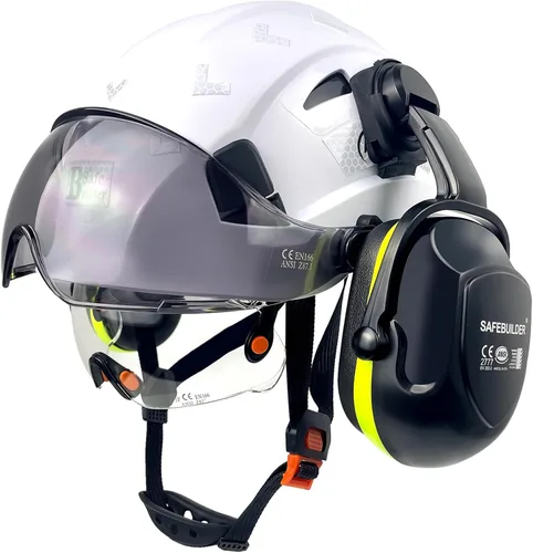 Vista 11 de SAFEBUILDER Casco de Seguridad Industrial con Visera Orejeras Casco Duro con Visera Cascos Duros Ventilados Trabajo de Construcción Protección