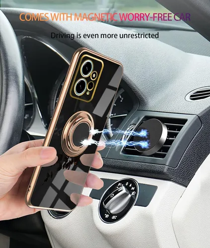Vista 4 de Compatible con Redmi Note 12 4G Case Ring Holder Magnet Green, para Xiaomi Redmi Note 12 4G Funda de teléfono de silicona a prueba de golpes Placa