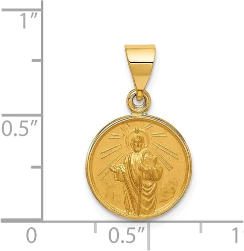 Vista 3 de Colgante de medalla de San Judas de oro amarillo macizo de 18 quilates patrón católico 0866in x 0512in