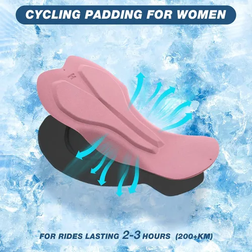 Vista 6 de Santic Pantalones cortos de ciclismo para mujer, mallas transpirables acolchadas
