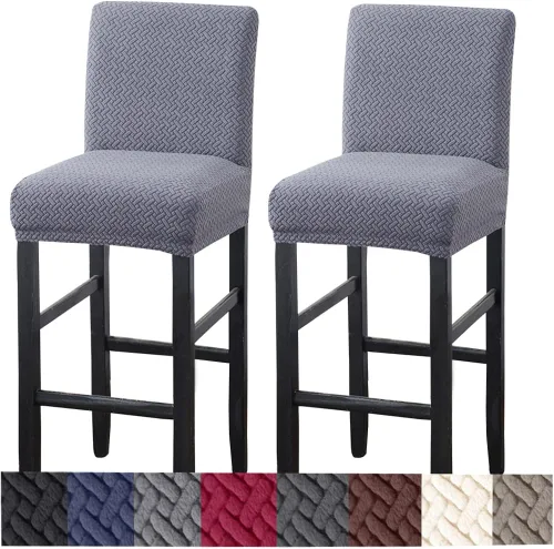 Vista 16 de HFCNMY Fundas para taburetes de bar, paquete de 2 fundas elásticas para taburetes de bar con respaldo, fundas de taburete de bar de jacquard