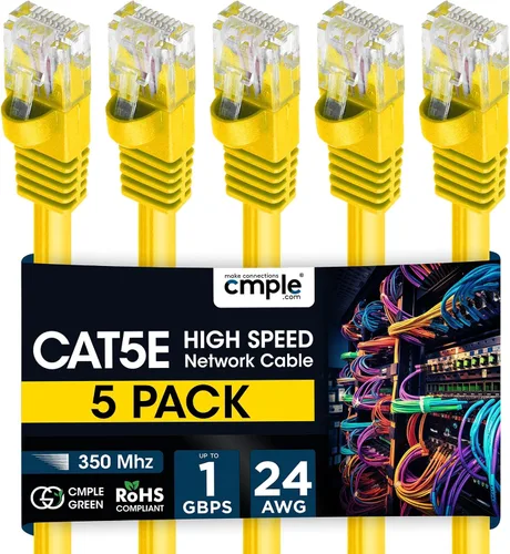 Vista 10 de Cmple - Cable Ethernet Cat5e de 1.5 pies, Cable Patch Ethernet UTP Cat 5e de 350 MHz, Cable LAN de red de 1 Gbps, conectores RJ45, compatible