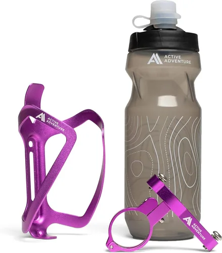 Vista 12 de Combo de soporte para botella de agua para bicicleta, 20 onzas, soporte para botella exprimible y jaula de montaje para bicicleta, no necesita