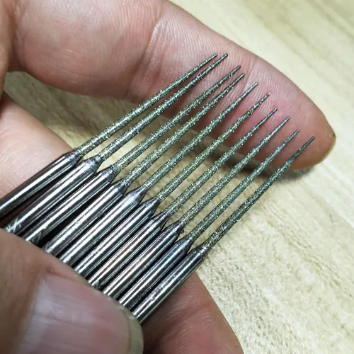 Vista 5 de 10 rebabas de cono de diamante con agujero expansible de vástago Brocas de expansión de diamante con forma de cono solitario de 0.1 in para ágata